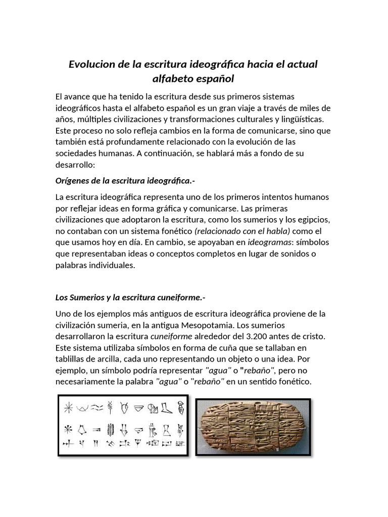 Evolución de la escritura al alfabeto español | PDF | Escritura | Alfabeto