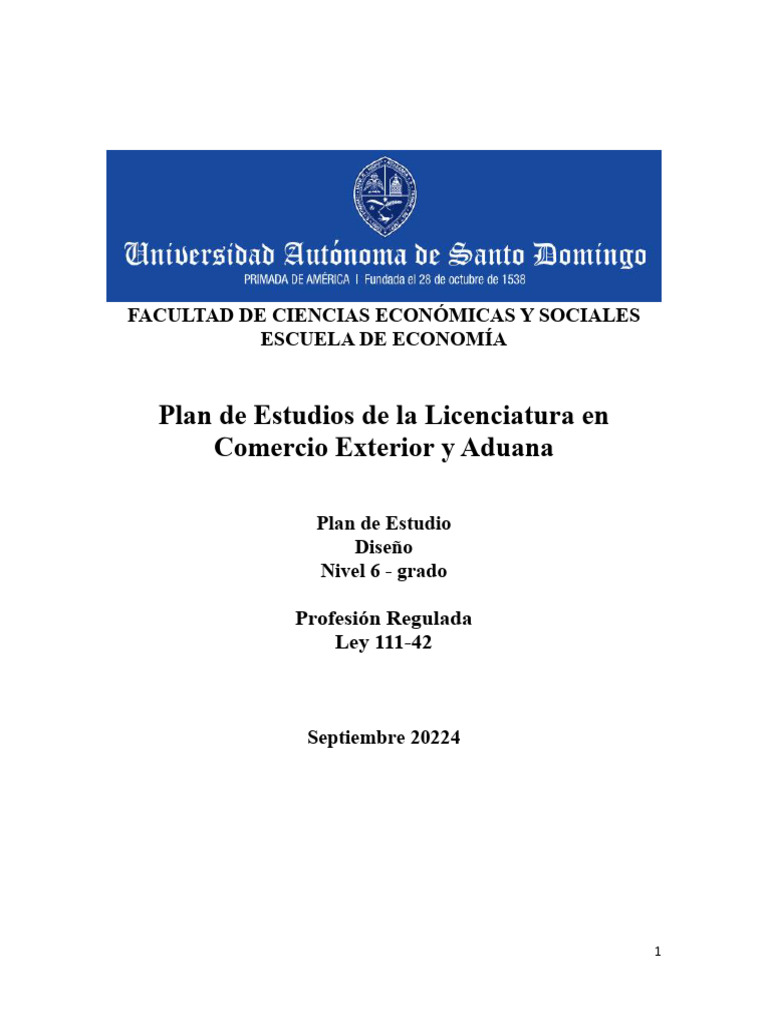 Plan de Estudios en Comercio Exterior UASD | PDF | El comercio ...