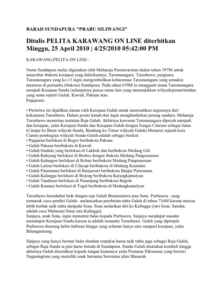 Carita Babad Sunda Cara Golden