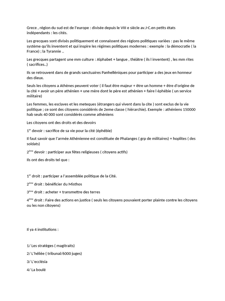 Organisation politique et droits à Athènes | PDF