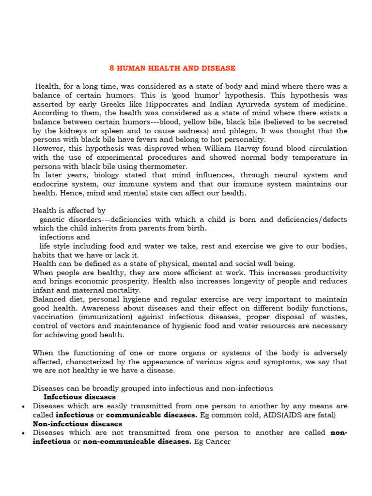 Human Health and Disease . | PDF | Immune System | Lymphatic System
