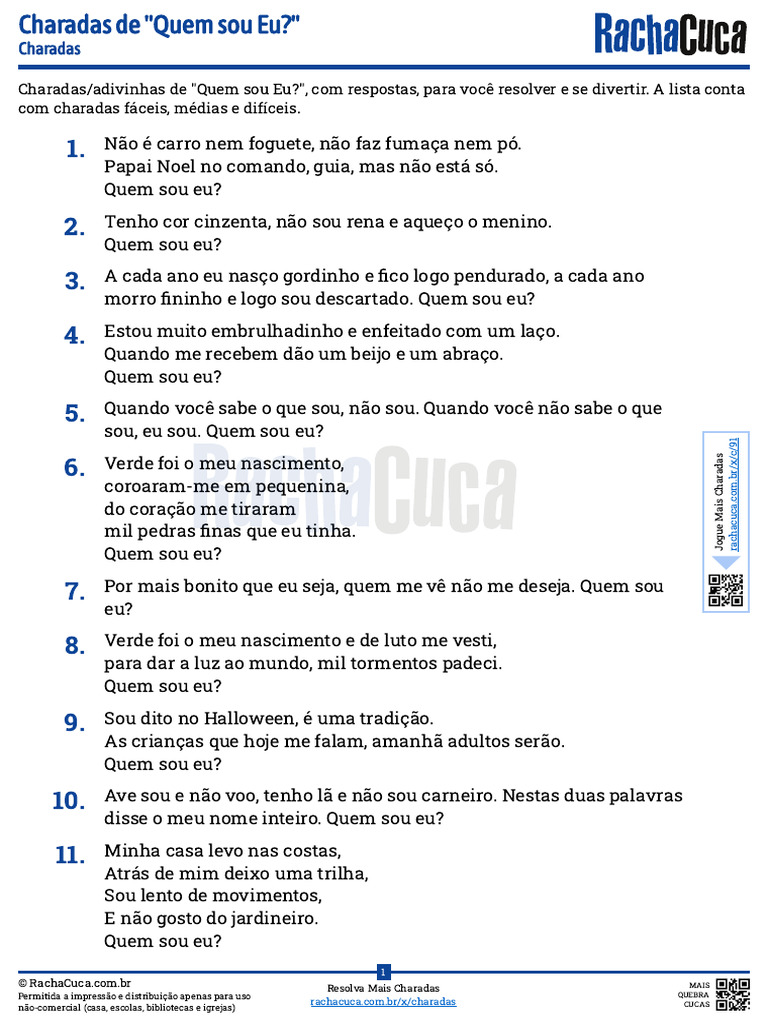 Charadas de Quem Sou Eu | PDF