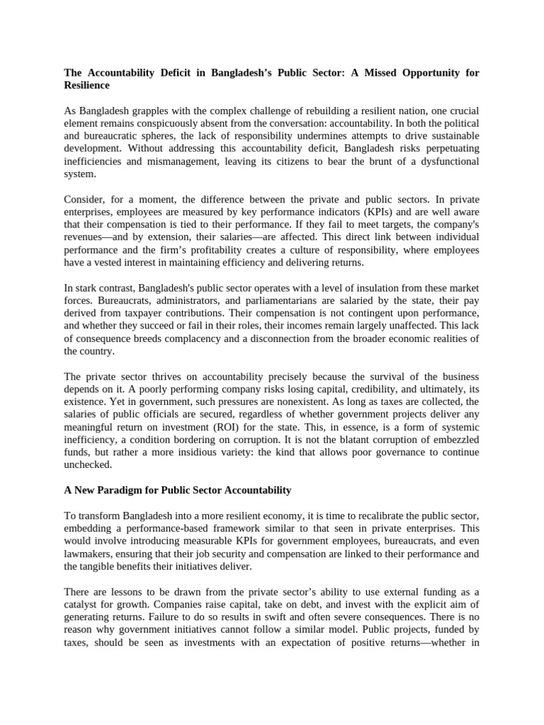 Addressing Accountability in Bangladesh's Public Sector | PDF ...