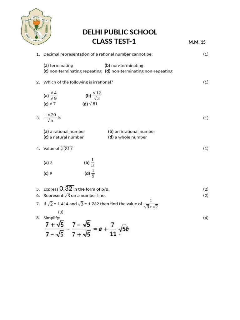 Class Test 9 | PDF