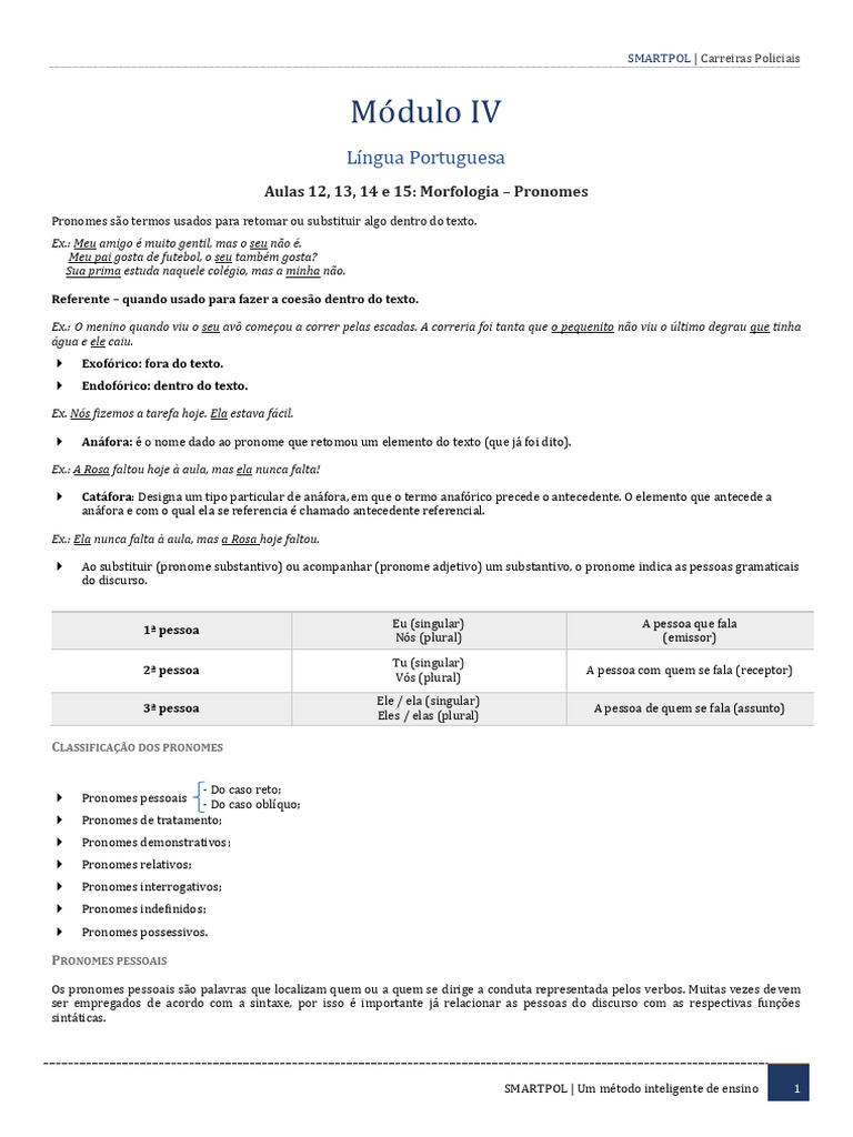 Pronomes em Língua Portuguesa: Guia Completo | PDF | Pronome | Linguística