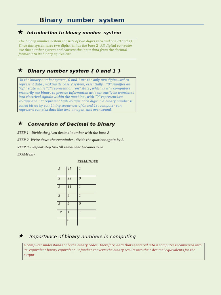 Binary Number System | PDF