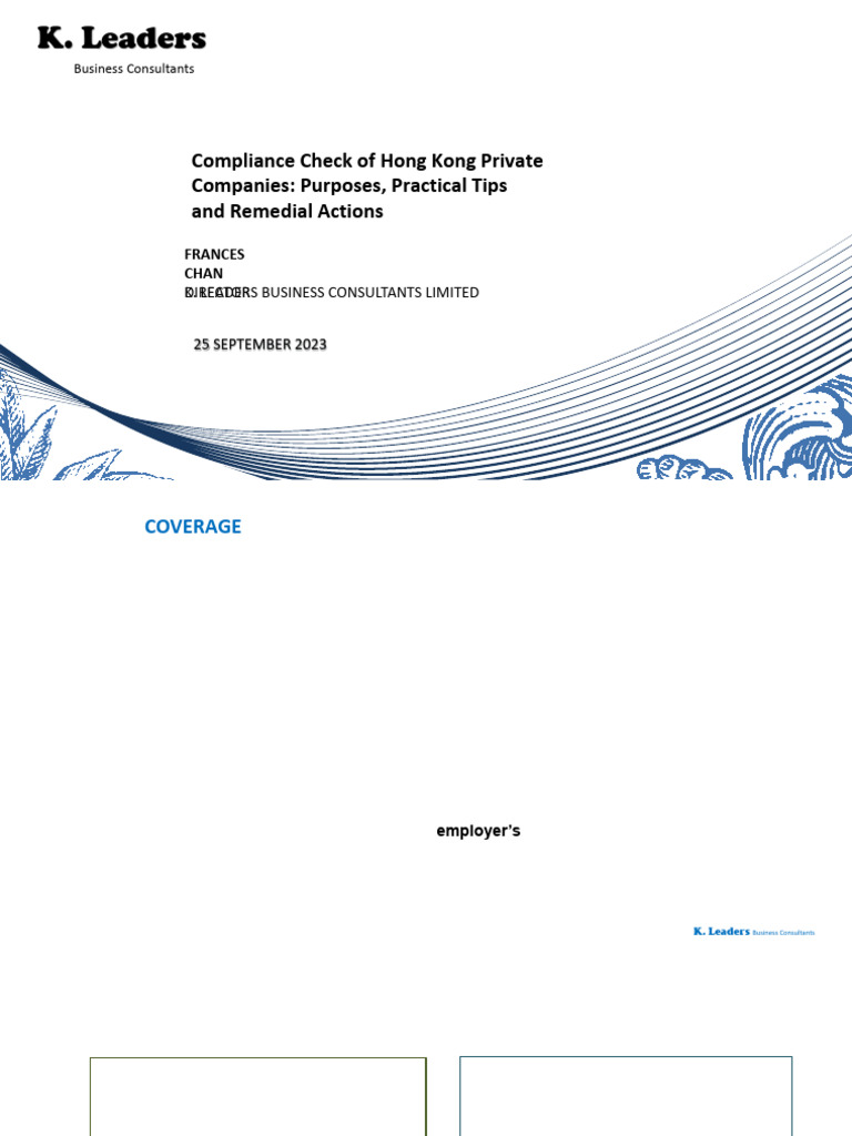 Hong Kong Company Compliance Guide | PDF | Employment | Business