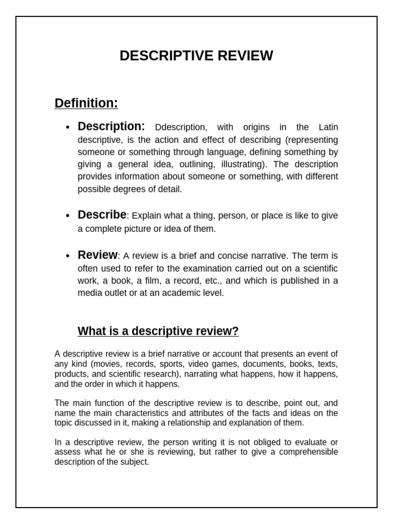 Review Des | PDF | Narrative | Data