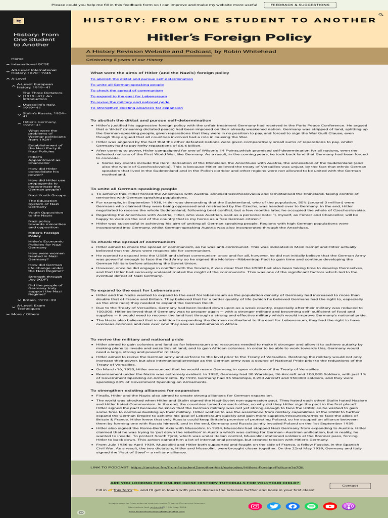 Hitler's Aggressive Foreign Policy Goals | PDF | Nazi Germany | Adolf ...