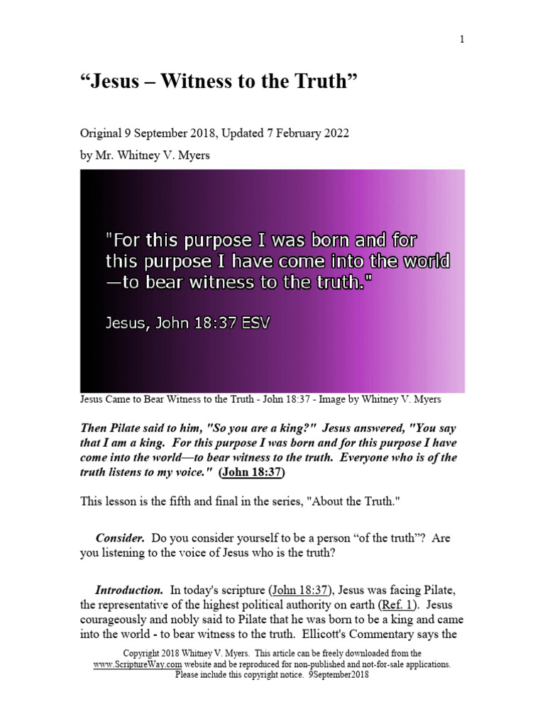 Jesus - Witness To The Truth Print Version Current | PDF | Religious ...