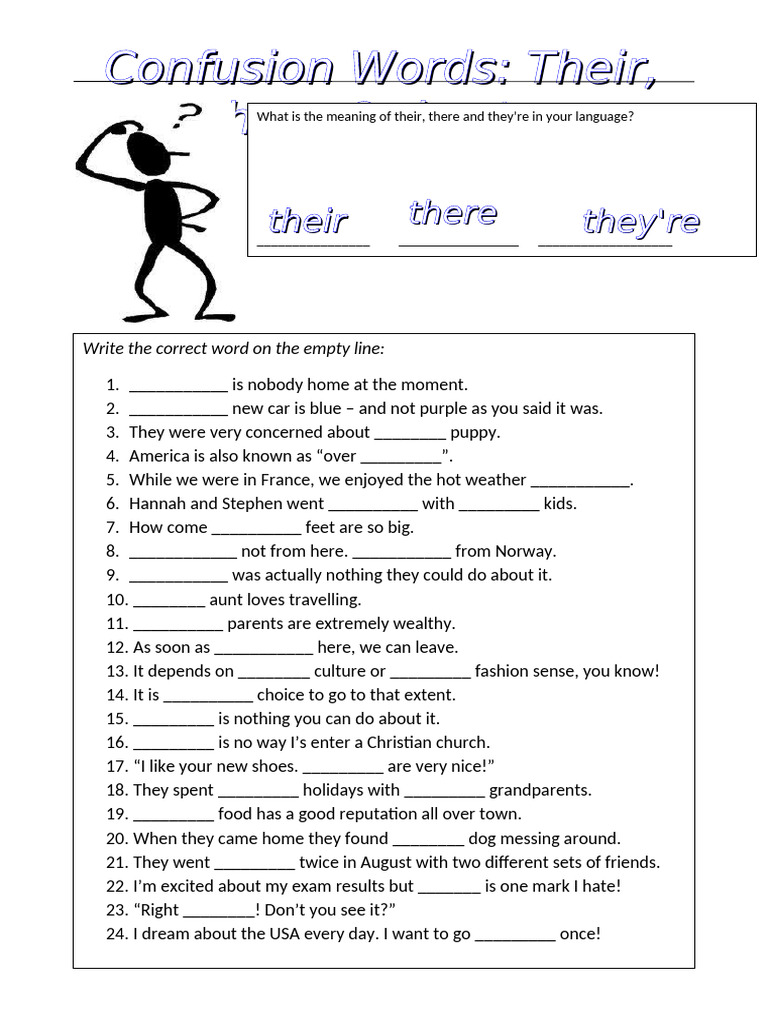 Confusion Words Theyre There Their | PDF