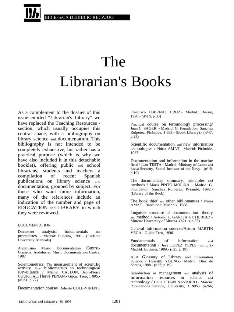 Spanish Bibliography on Library Science | PDF | Libraries | Bibliography