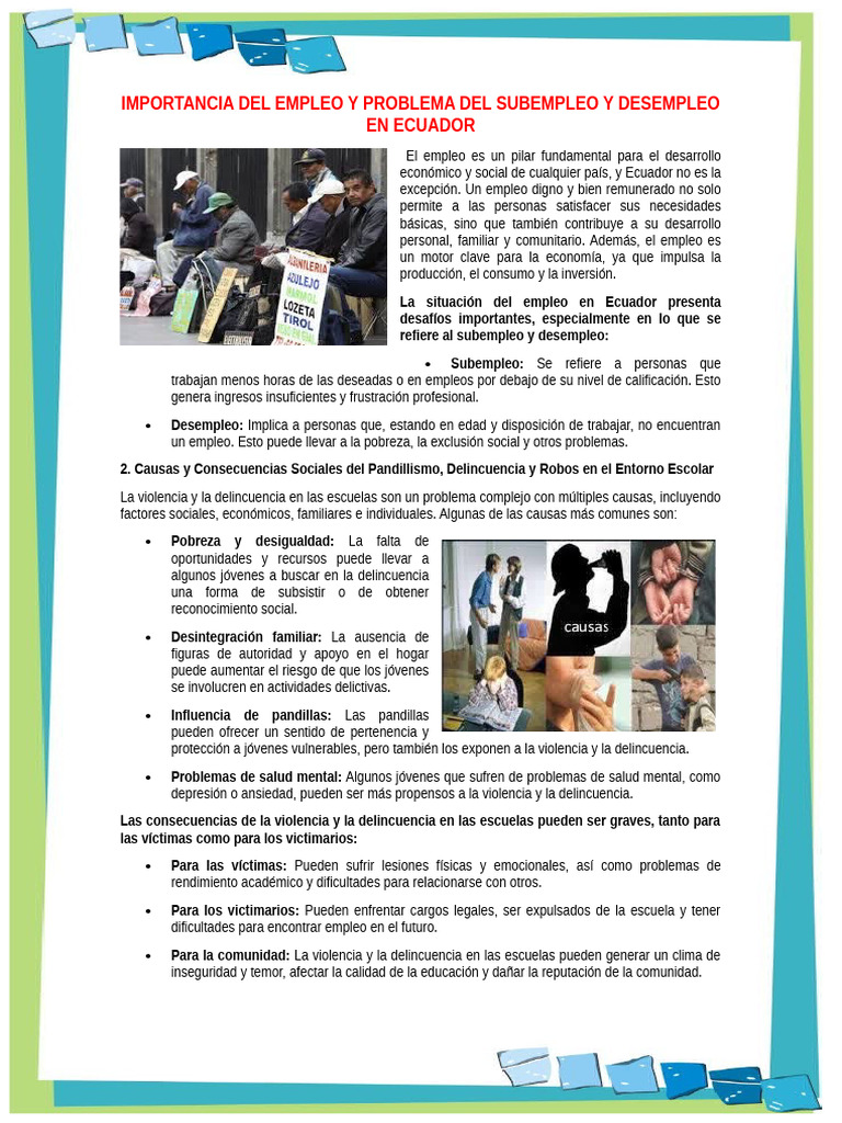 IMPORTANCIA DEL EMPLEO Y PROBLEMA DEL SUBEMPLEO Y DESEMPLEO EN ECUADOR ...