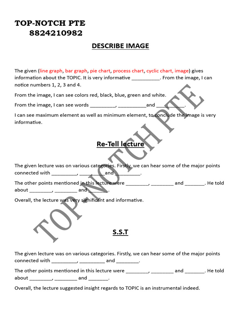 Image Description for PTE Exam | PDF
