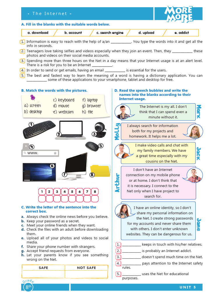 8th Grade Internet Unit Activities | PDF | Internet | Password