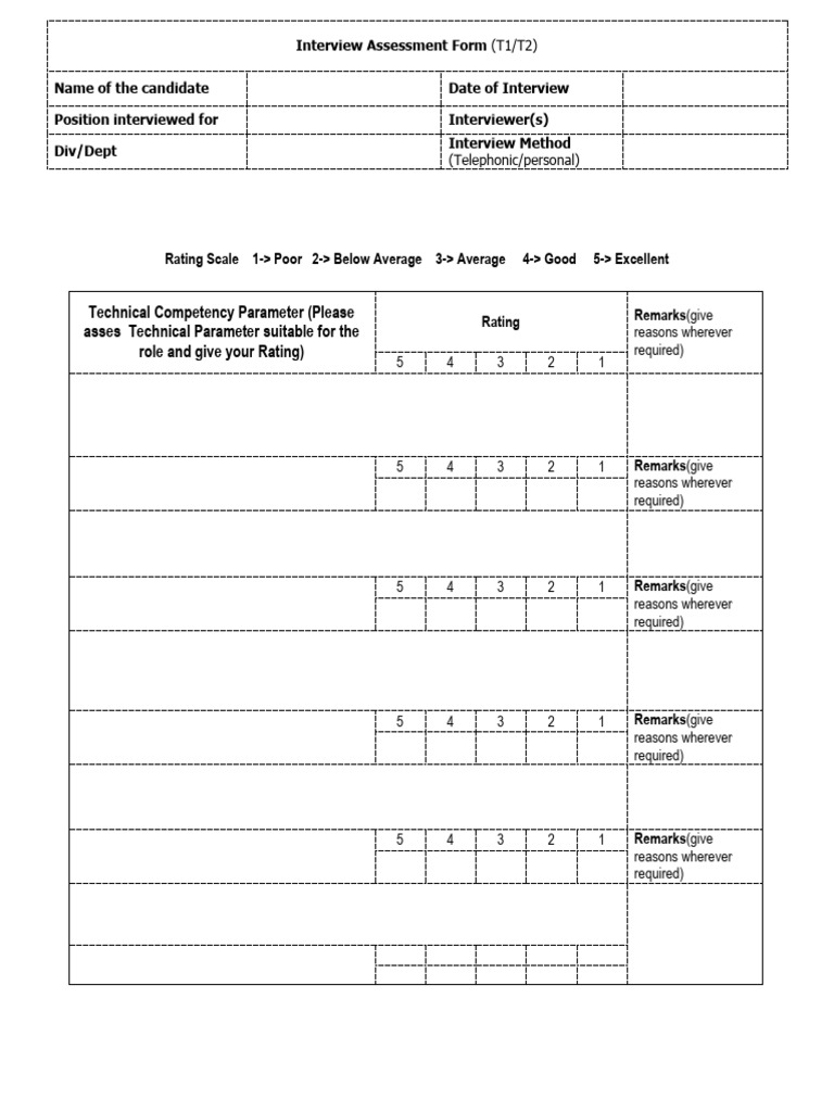 Interview Assessment and Rating Form | PDF | Business | Social Psychology