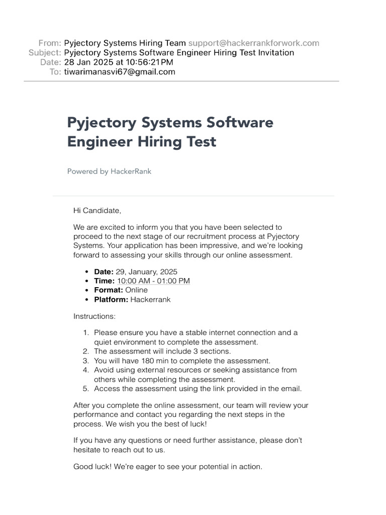 Pyjectory Systems Engineer Test Details | PDF