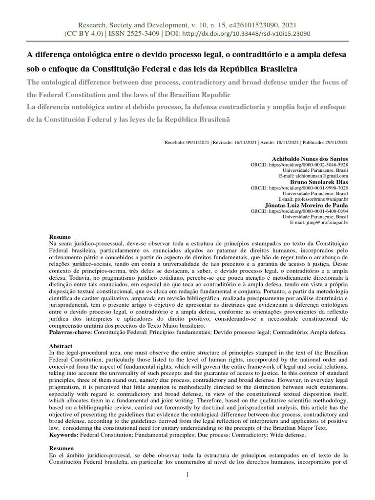 Diferenças entre Devido Processo e Defesa | PDF | Constituição | Doutrina