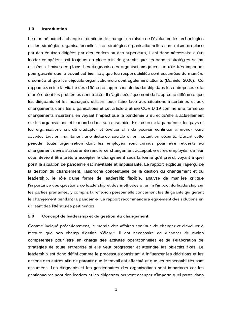 Leadership et gestion du changement COVID-19 | PDF | Direction ...