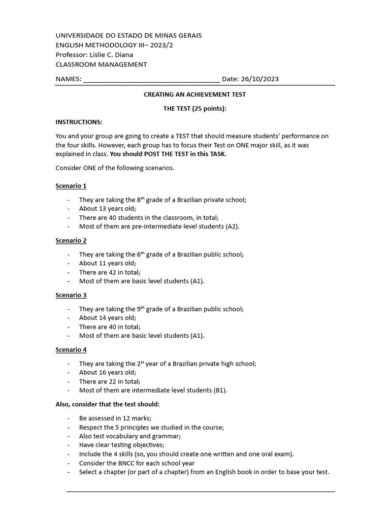 Creating an English Achievement Test | PDF | Cognition | Human ...
