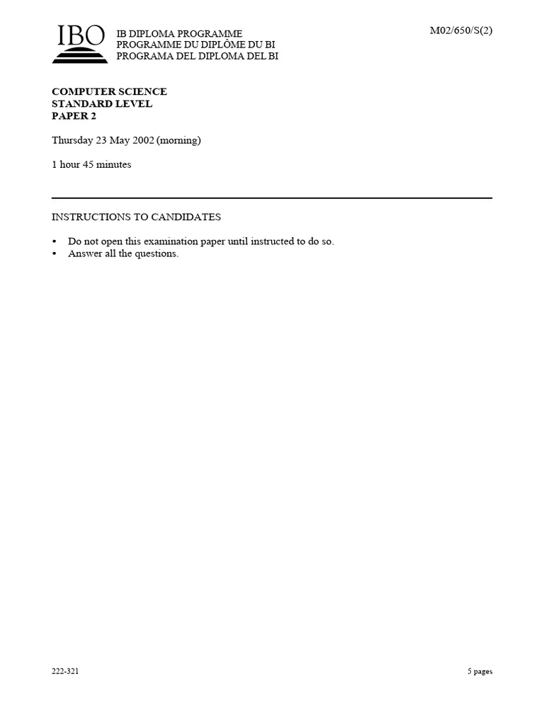 Computer Science Paper 2 SL | PDF | Computer Science | Software Engineering