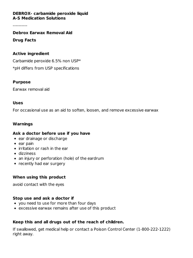 Debrox Earwax Removal Aid Guide | PDF | Chemical Substances