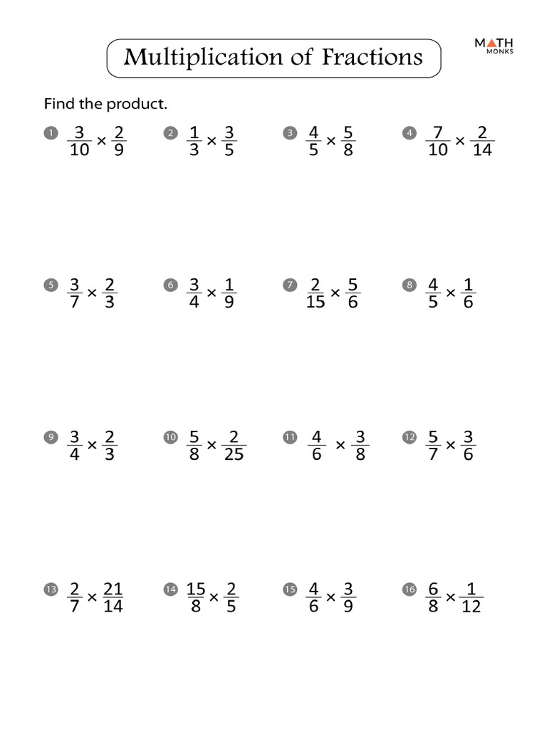 4th Grade Multiplying Fractions Worksheets | PDF