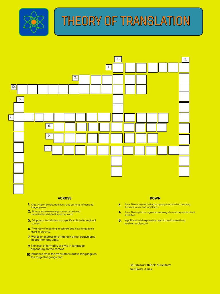 The Elements Science Crossword Puzzle Worksheet in Colorful Lined | PDF ...