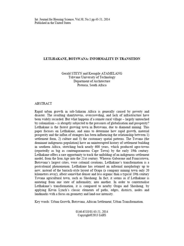 Letlhakane Botswana Informality in Trans | PDF | Botswana | Village