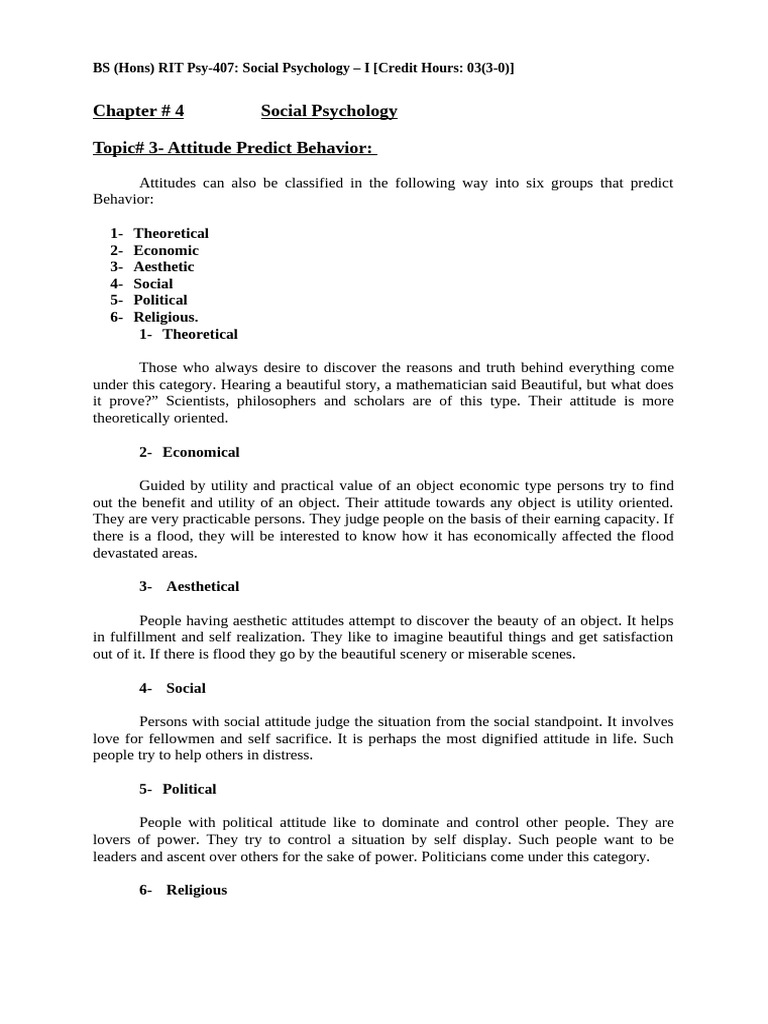 Attitudes and Behavior in Social Psychology | PDF | Attitude ...
