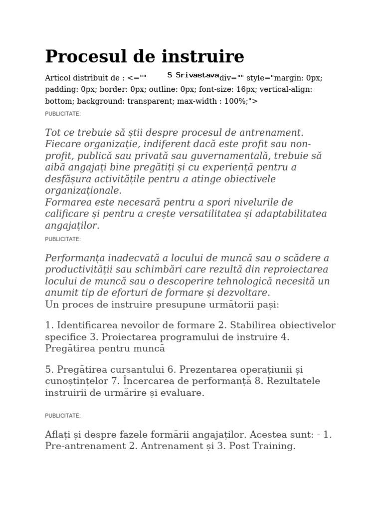 Procesul de Formare | PDF