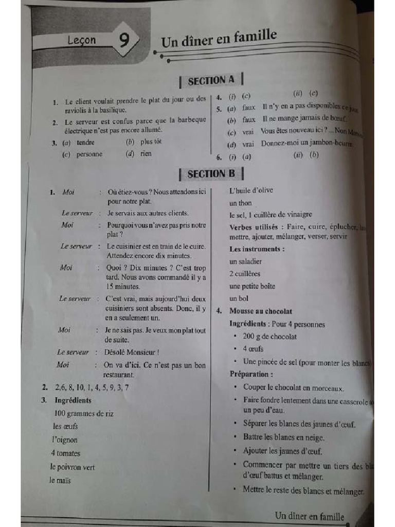 Leçon 9-12 (Setrite Class 9) | PDF