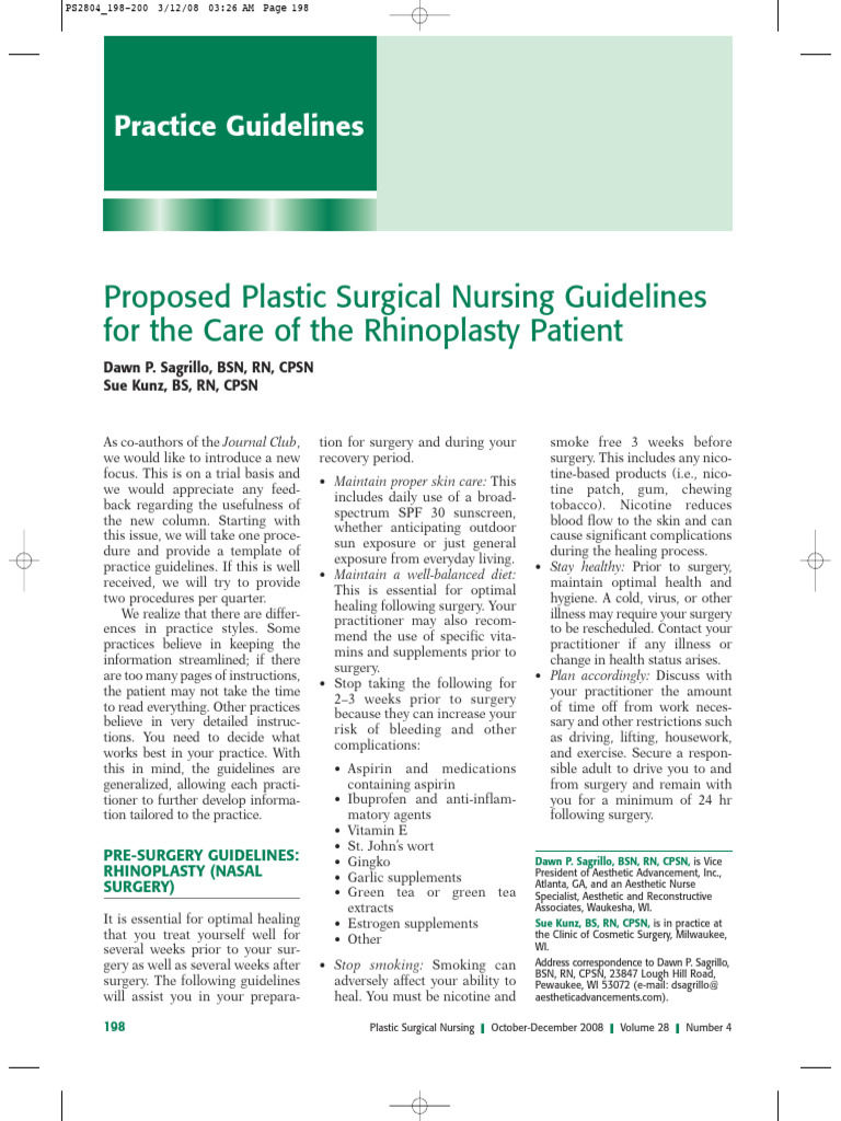 Rhinoplasty Patient Care Guidelines | PDF | Sunscreen | Clinical Medicine