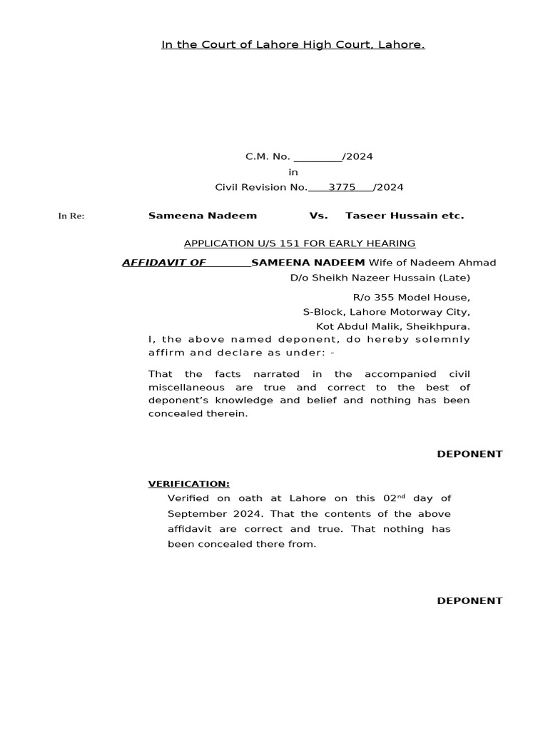 Affidavit High Court | PDF