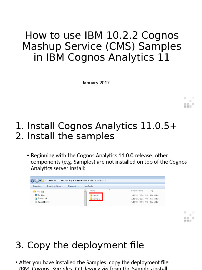 IBM Cognos CMS Samples Setup Guide | PDF