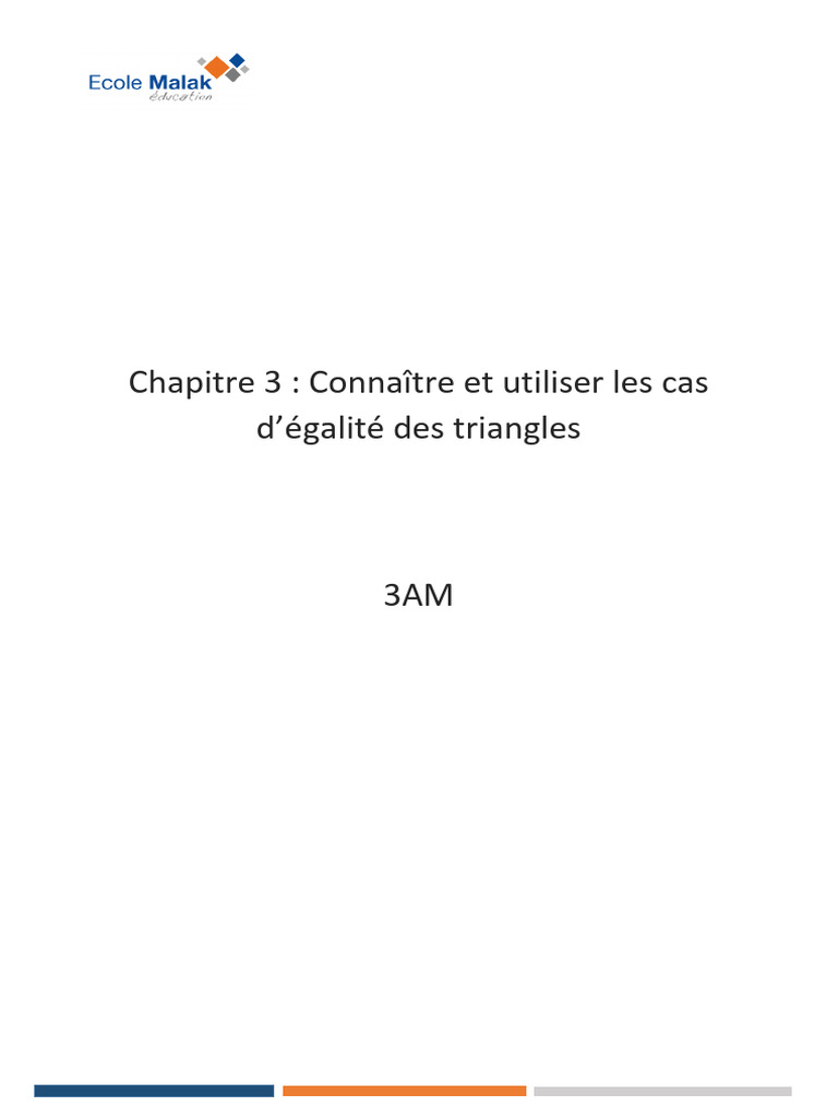 Cas d'Égalité des Triangles | PDF | Triangle | Angle