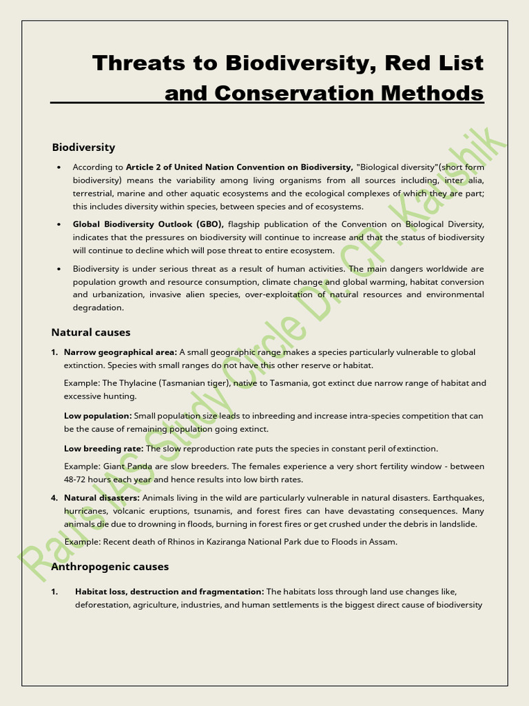 Biodiversity Threats and Conservation Strategies | PDF | Biodiversity ...