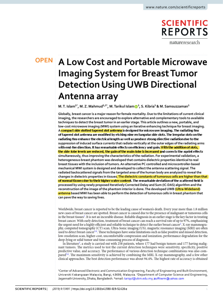 A Low Cost and Portable Microwave Imaging System F | PDF | Terahertz ...