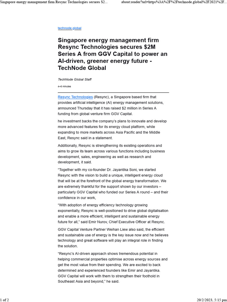 Resync Technologies Secures $2M Funding | PDF | Internet Of Things ...