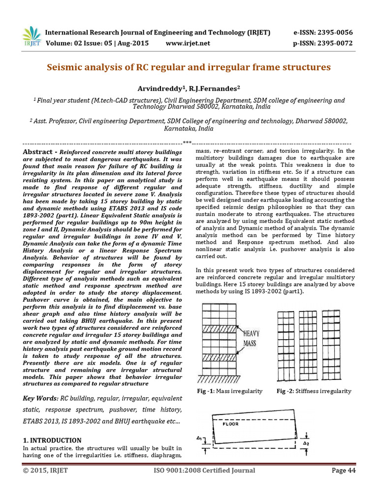 IRJET Seismic Analysis of RC Regular and | PDF | Mechanical Engineering ...