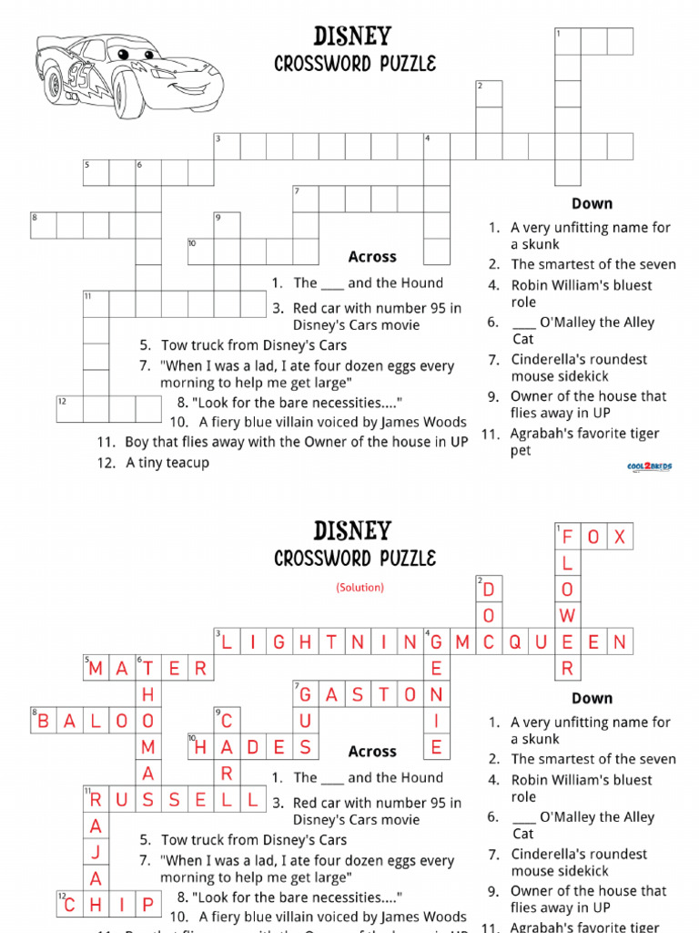 Hard Disney Crossword Puzzles Printable | PDF