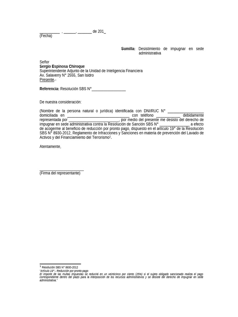 Desistimiento de Impugnación Administrativa | PDF