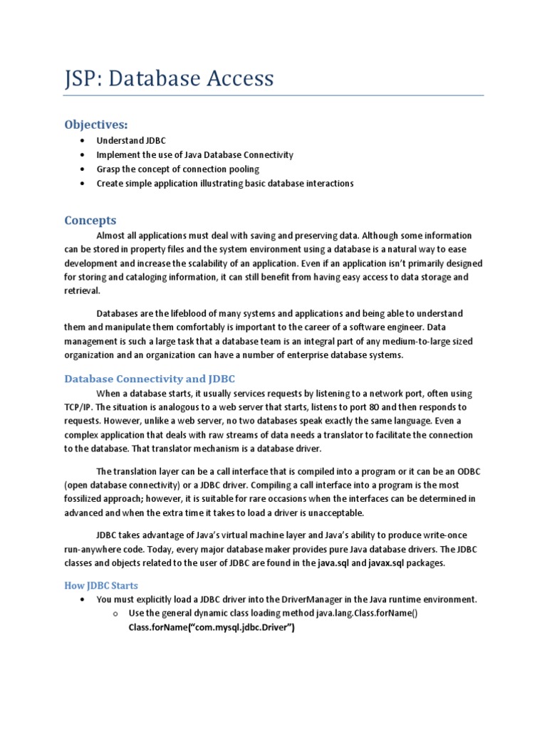 JDBC Database Access | PDF
