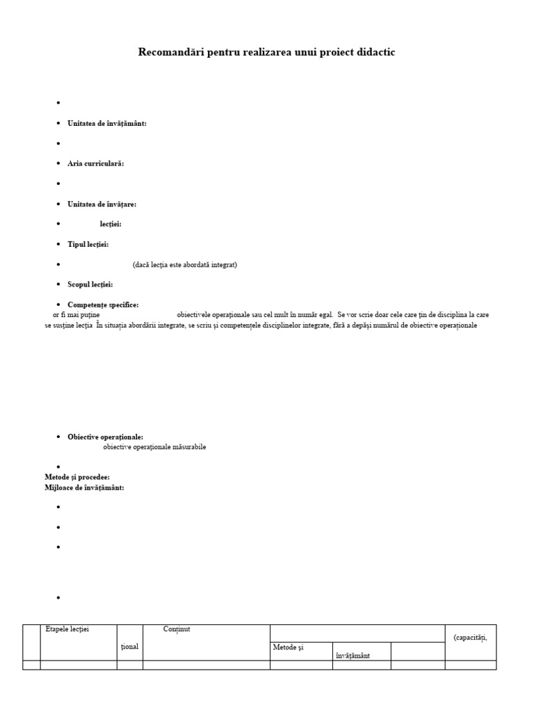 Model de Proiectare Didactica | PDF