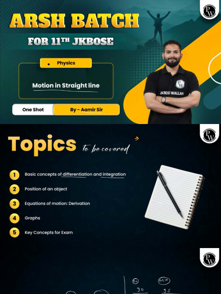 Motion in A Straight Line - Class Notes - Arsh 2025 | PDF