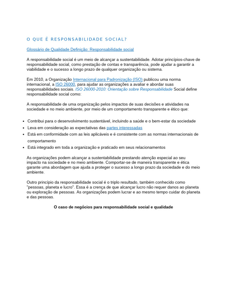 O que é Responsabilidade Social? | PDF