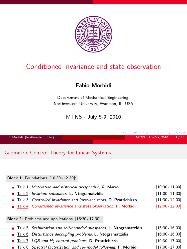 Conditioned Invariance in Control Systems | PDF | Functional Analysis ...