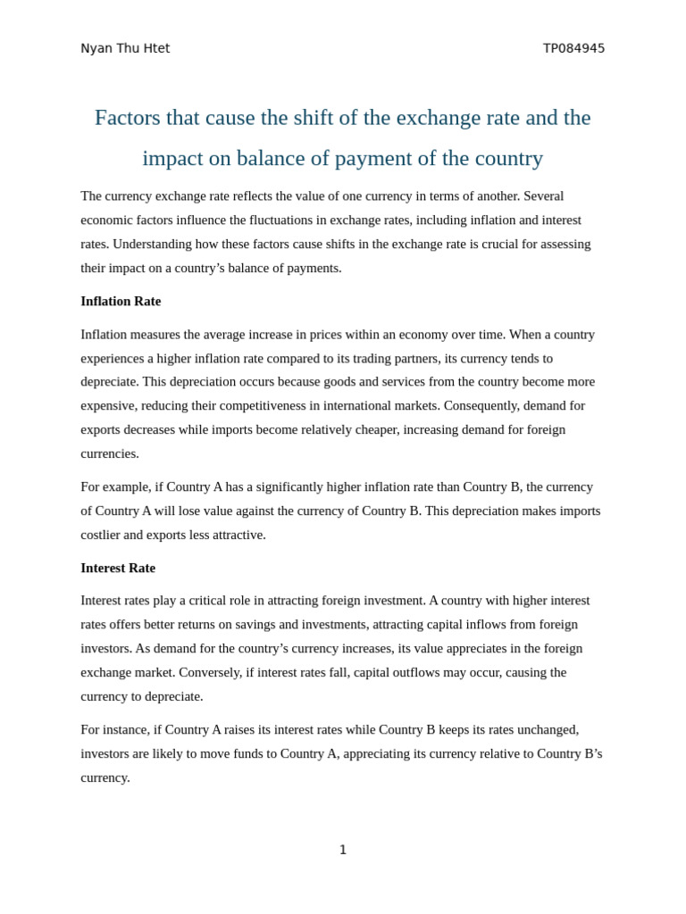 Exchange Rate Shifts and Balance of Payments | PDF | Balance Of ...