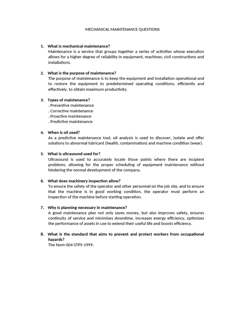 Mechanical Maintenance Essentials | PDF