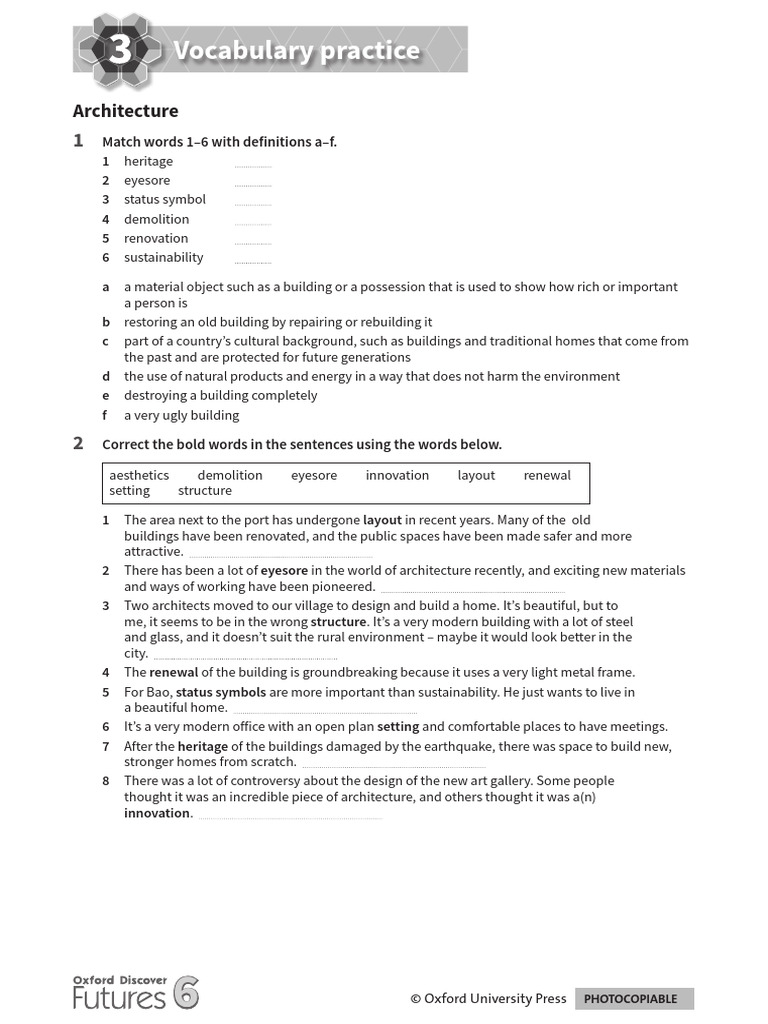 ODF6 Unit 3 Vocabulary Practice | PDF